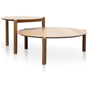 Nest Of Holloway Wooden Round Coffee Table - Natural by Interior Secrets - AfterPay Available