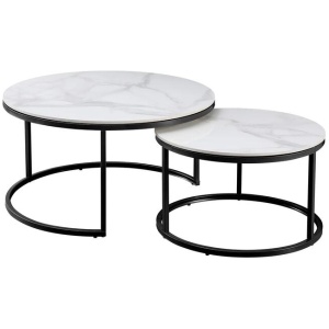 Nesting Style Coffee Table - White on Black - 80cm/60cm