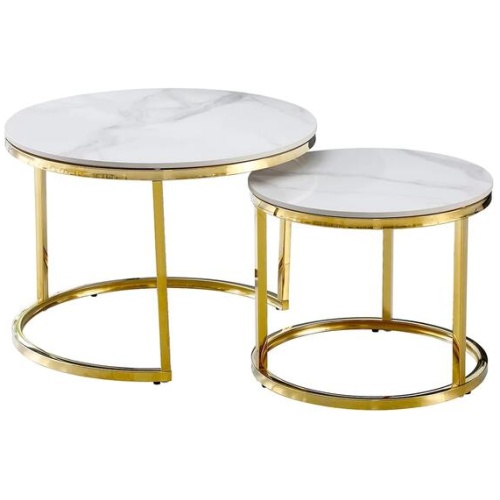 Nesting Style Coffee Table - White on Gold - 60cm/45cm