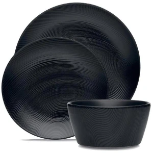 Noritake Black on Black Dune 12 Piece Dinner Setting for 4