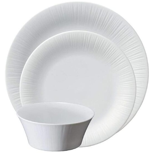 Noritake Conifere Fine White Porcelain 12 Piece Dinner Set