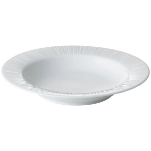 Noritake Conifere Fine White Porcelain Rimmed Soup Bowl 24cm