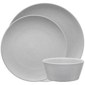 Noritake Grey on Grey Swirl 12 Piece Dinner Setting for 4