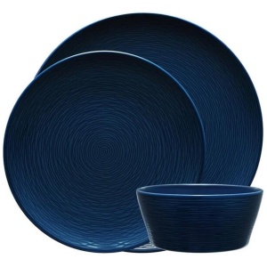 Noritake Navy on Navy Swirl 12 Piece Dinner Setting for 4