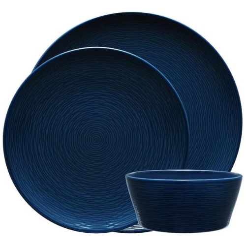 Noritake Navy on Navy Swirl 12 Piece Dinner Setting for 4