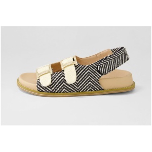 Nude Helena Nu Navy Mix Raffia Navy Mix Sandals Womens Shoes Casual Sandals Flat Sandals