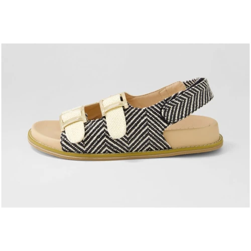 Nude Helena Nu Navy Mix Raffia Navy Mix Sandals Womens Shoes Casual Sandals Flat Sandals