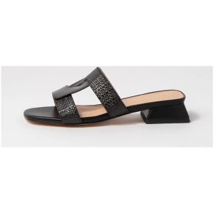 Nude Lorelei Nu Black Leather Raffia Black Sandals Womens Shoes Casual Heeled Sandals