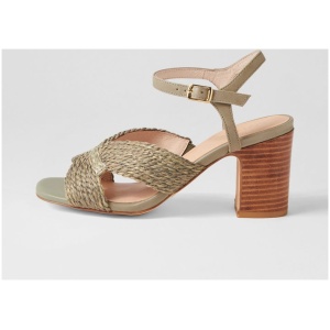 Nude Tiarna Nu Moss Raffia Leather Moss Sandals Womens Shoes Casual Heeled Sandals