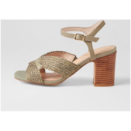 Nude Tiarna Nu Moss Raffia Leather Moss Sandals Womens Shoes Casual Heeled Sandals