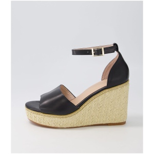 Nude Tilley Nu Black Leather Black Sandals Womens Shoes Casual Heeled Sandals