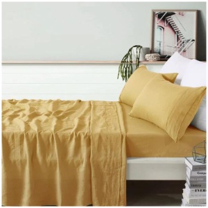 Olive Linen Sheet Sets by Vintage Design Homeware Single