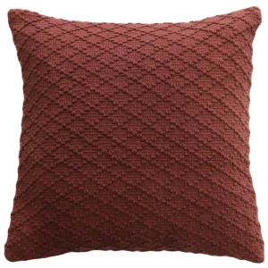 Ollo Kapiti Textured Check Cotton Cushion - Rust Red by Interior Secrets - AfterPay Available