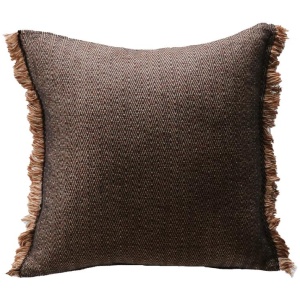 Ollo Nathan Jacquard Design Fringed Edge Cushion - Black by Interior Secrets - AfterPay Available