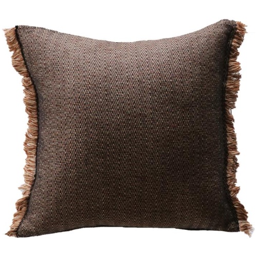 Ollo Nathan Jacquard Design Fringed Edge Cushion - Black by Interior Secrets - AfterPay Available