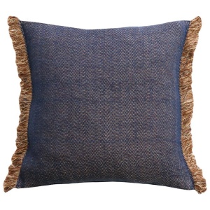 Ollo Nathan Jacquard Design Fringed Edge Cushion - Navy by Interior Secrets - AfterPay Available