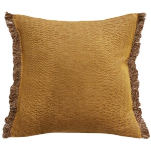 Ollo Nathan Jacquard Design Fringed Edge Cushion - Ochre by Interior Secrets - AfterPay Available
