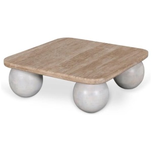 Omran 90cm Travertine Top Coffee Table - White by Interior Secrets - AfterPay Available