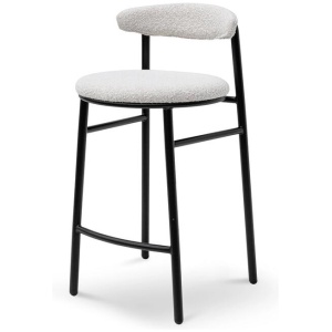 Oneal 65cm Bar Stool - Moon White Boucle and Black Legs by Interior Secrets - AfterPay Available