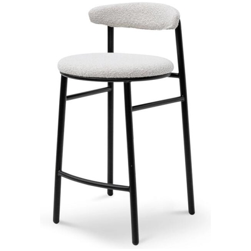 Oneal 65cm Bar Stool - Moon White Boucle and Black Legs by Interior Secrets - AfterPay Available