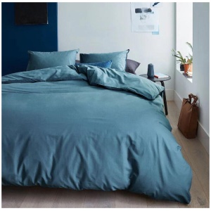 Organic Cotton Basic Blue Grey Quilt Cover Sets by Bedding House Queen