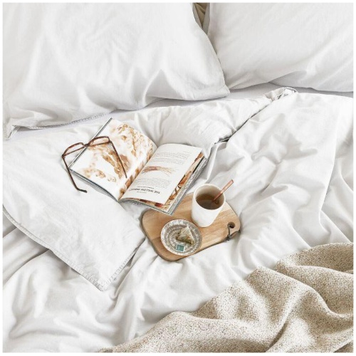 Organic Cotton Basic White Quilt Cover Sets by Bedding House King