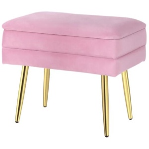 Ottoman Storage Foot Stool Vanity Velvet Pink