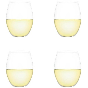 Outdoors Set of 4 Stemless Wine Glasses in White by Plumm