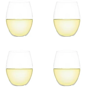 Outdoors Set of 4 Stemless Wine Glasses in White by Plumm