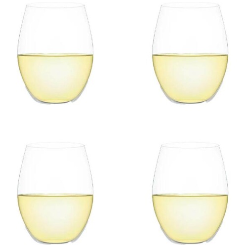 Outdoors Set of 4 Stemless Wine Glasses in White by Plumm
