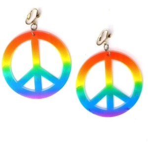 PEACE EARRINGS Hippie 60s 70s Costume Fancy Dress Party Hippy Groovy Boho