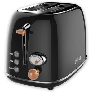PHILEX 2-Slice Electric Toaster Bread Reheat Defrost Retro Retro BLACK