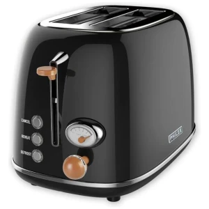 PHILEX 2-Slice Electric Toaster Bread Reheat Defrost Retro Retro BLACK