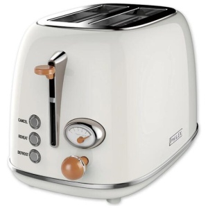 PHILEX 2-Slice Electric Toaster Bread Reheat Defrost Retro Retro OFF-WHITE