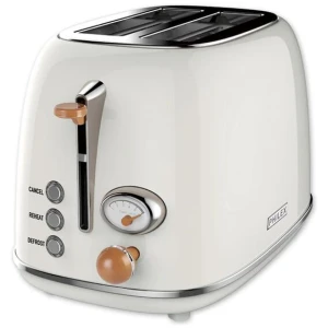 PHILEX 2-Slice Electric Toaster Bread Reheat Defrost Retro Retro OFF-WHITE