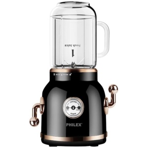 PHILEX Electric Blender Juice Smoothie Ice Mixer Retro 600ml + 2 Cups BLACK
