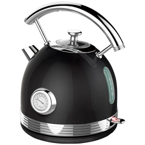 PHILEX Electric Kettle Water Boiler Stainless Steel Retro 1.7L BLACK