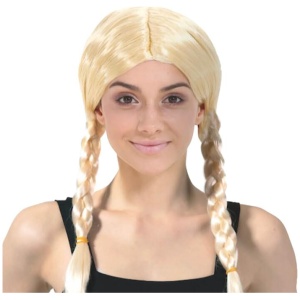 PLAITED WIG Braided Costume Party Hair Schoolgirl Dress Up School - Blonde