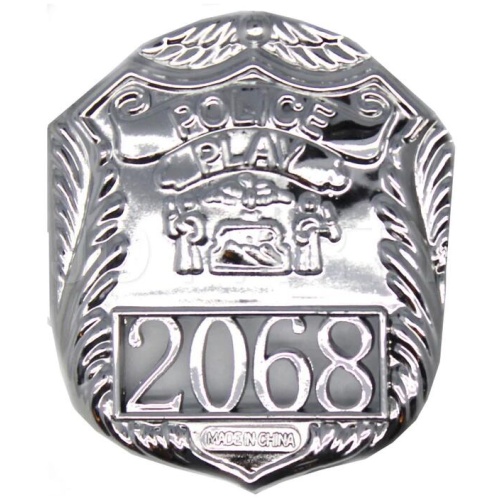 POLICE BADGE Costume Accessory Plastic Silver Fancy Dress Party Officer Cop