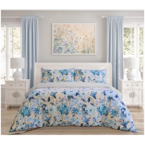 Peach Blossom PRINTED MICROFIBRE QUILT COVER SET - QUEEN