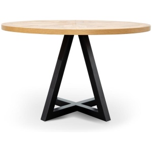 Percy 125cm Round Dining Table - European Knotty Oak and Peppercorn by Interior Secrets - AfterPay Available
