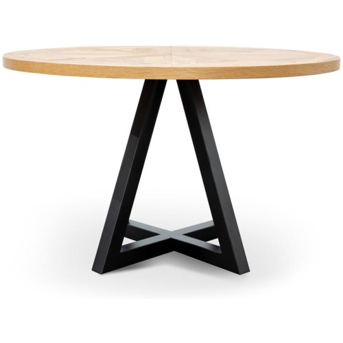 Percy 125cm Round Dining Table - European Knotty Oak and Peppercorn by Interior Secrets - AfterPay Available