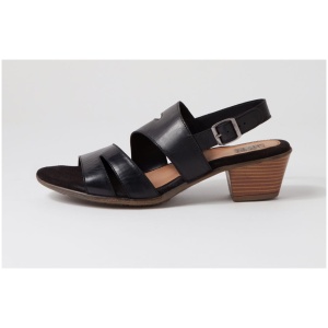 Planet Cathryn2 Pl Black Leather Black Sandals Womens Shoes Casual Heeled Sandals