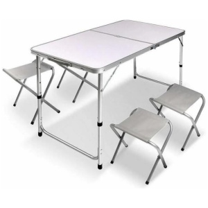 Portable Folding Picnic Camping Set BBQ Party Aluminium Table 4 Foldable Chairs