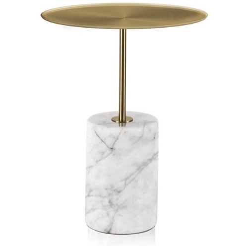 Pravina 45cm Brushed Gold Side Table - Carrara Marble by Interior Secrets - AfterPay Available