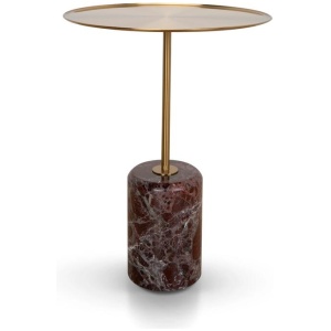 Pravina 45cm Brushed Gold Side Table - Rosso Levanto Marble by Interior Secrets - AfterPay Available