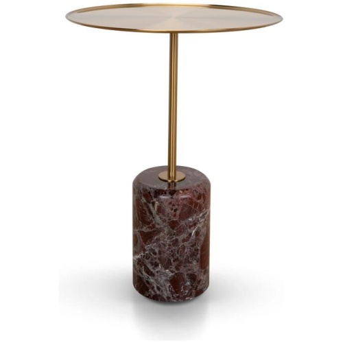 Pravina 45cm Brushed Gold Side Table - Rosso Levanto Marble by Interior Secrets - AfterPay Available