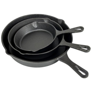 Pre Seasoned Cast Iron Skillet Fry Pan Set 3 Pcs Frying Pan Set