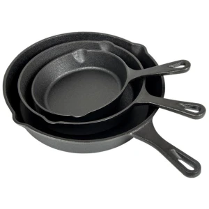 Pre Seasoned Cast Iron Skillet Fry Pan Set 3 Pcs Frying Pan Set