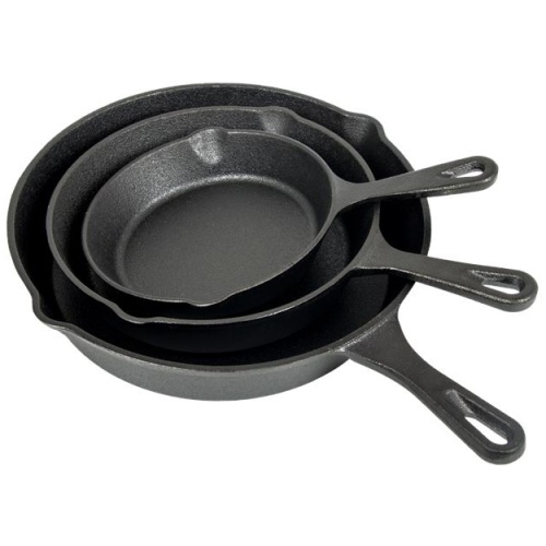 Pre Seasoned Cast Iron Skillet Fry Pan Set 3 Pcs Frying Pan Set